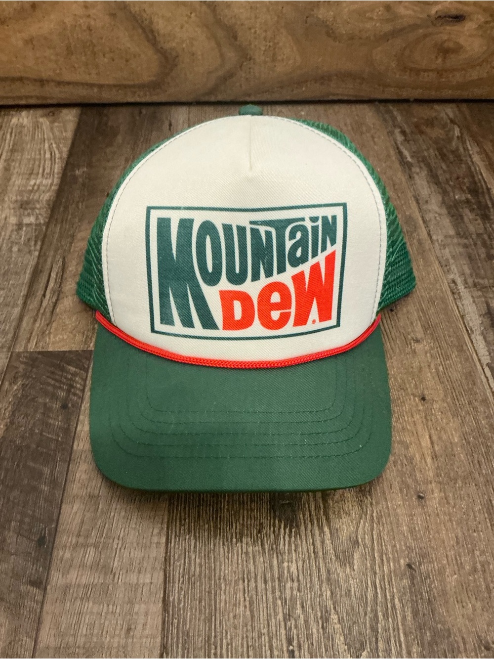 Pepsi Mountain Dew Soda Trucker Hat Distressed Snapback Green White Nostalgic